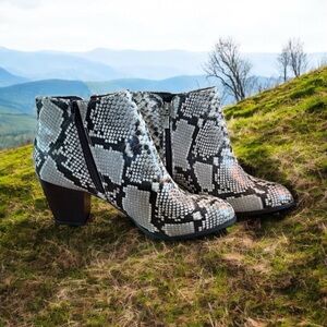 Style & Co Black and Gray Snake Print Ankle Booties